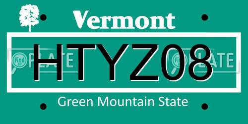 HTYZ08 Vermont License Plate