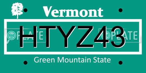 HTYZ43 Vermont License Plate