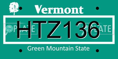 HTZ136 Vermont License Plate