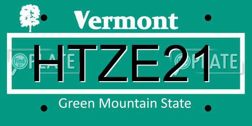 HTZE21 Vermont License Plate