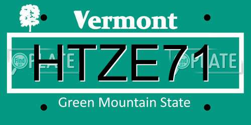 HTZE71 Vermont License Plate