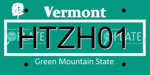 HTZH01 Vermont License Plate