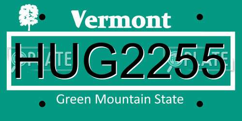HUG2255 Vermont License Plate