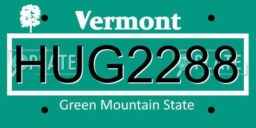 HUG2288 Vermont License Plate