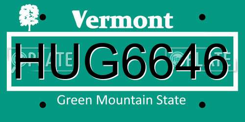 HUG6646 Vermont License Plate