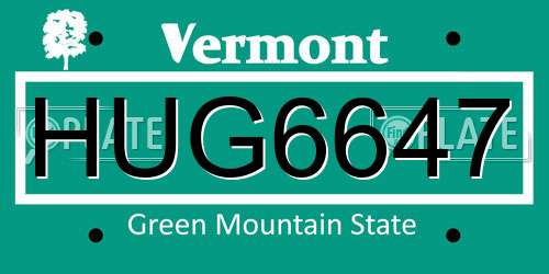 HUG6647 Vermont License Plate