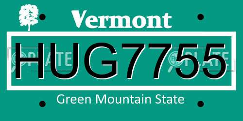 HUG7755 Vermont License Plate
