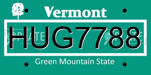 HUG7788 Vermont License Plate