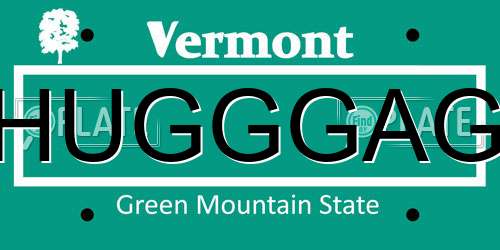 HUGGGAG Vermont License Plate
