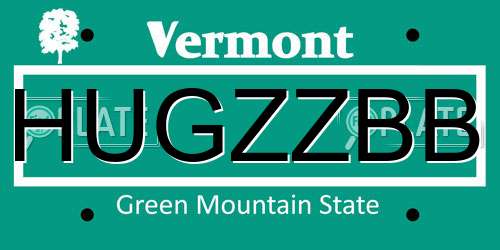 HUGZZBB Vermont License Plate