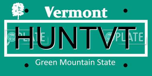 HUNTVT Vermont License Plate