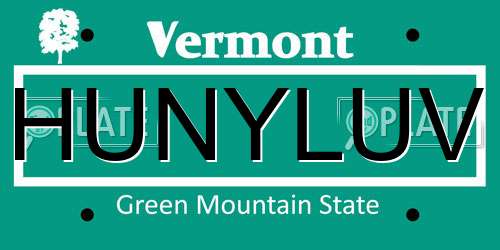 HUNYLUV Vermont License Plate