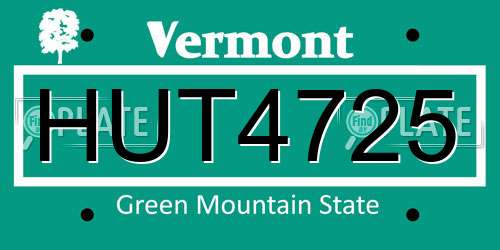 HUT4725 Vermont License Plate