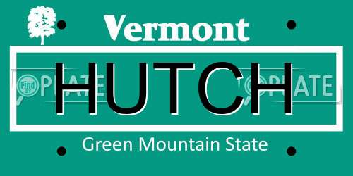 HUTCH Vermont License Plate