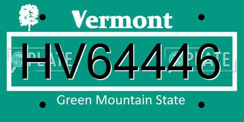 HV64446 Vermont License Plate