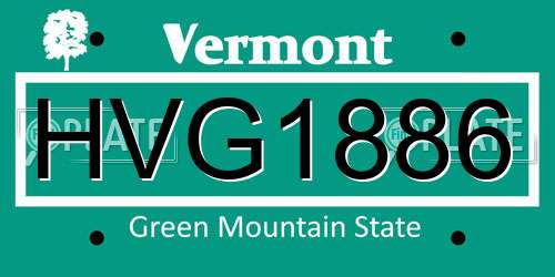 HVG1886 Vermont License Plate