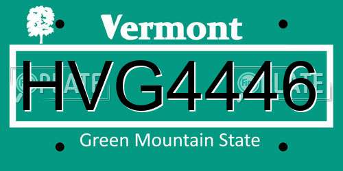 HVG4446 Vermont License Plate