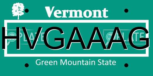 HVGAAAG Vermont License Plate