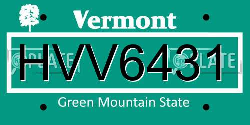 HVV6431 Vermont License Plate