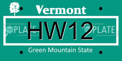 HW12 Vermont License Plate