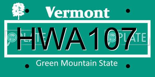 HWA107 Vermont License Plate