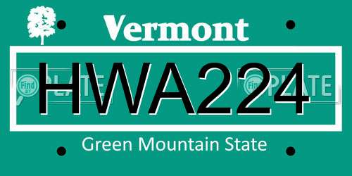 HWA224 Vermont License Plate