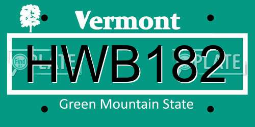 HWB182 Vermont License Plate