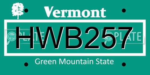 HWB257 Vermont License Plate