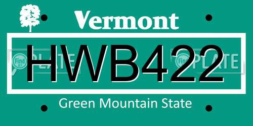 HWB422 Vermont License Plate