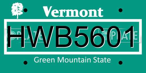 HWB5601 Vermont License Plate