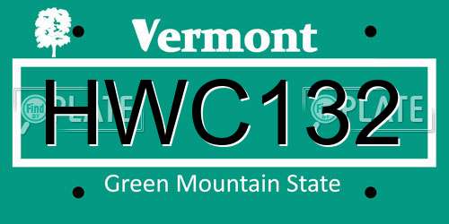 HWC132 Vermont License Plate