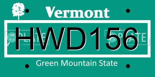 HWD156 Vermont License Plate