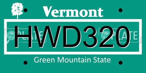 HWD320 Vermont License Plate