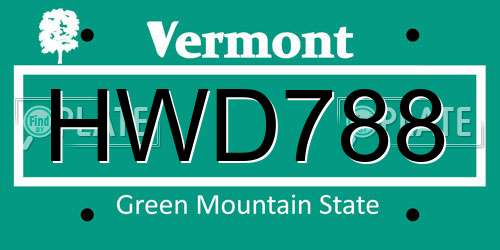 HWD788 Vermont License Plate