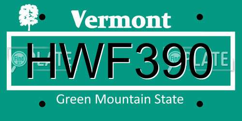 HWF390 Vermont License Plate