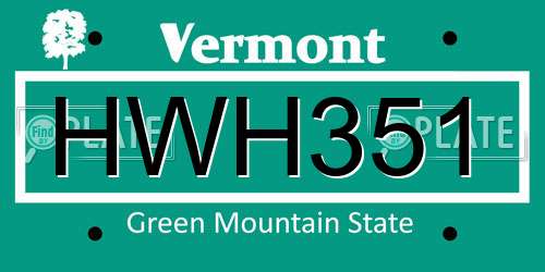 HWH351 Vermont License Plate