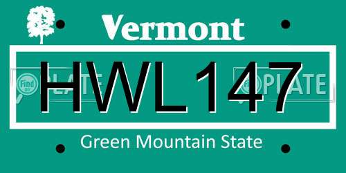 HWL147 Vermont License Plate