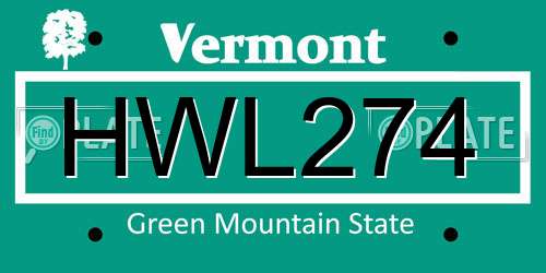 HWL274 Vermont License Plate