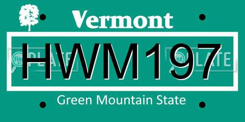 HWM197 Vermont License Plate