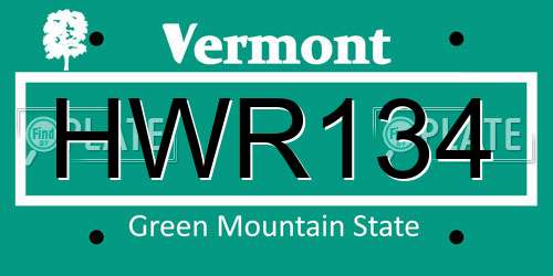 HWR134 Vermont License Plate