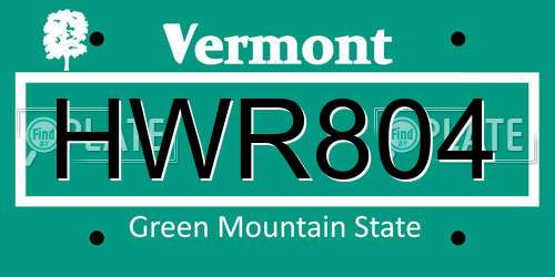 HWR804 Vermont License Plate