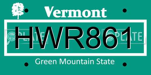 HWR861 Vermont License Plate