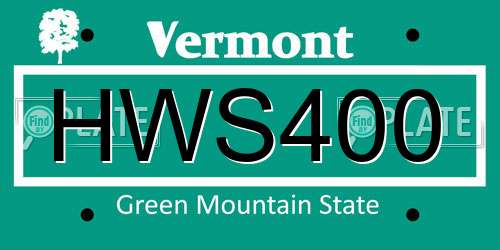 HWS400 Vermont License Plate