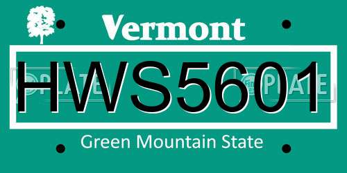 HWS5601 Vermont License Plate