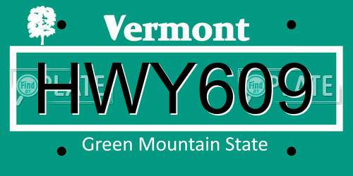 HWY609 Vermont License Plate