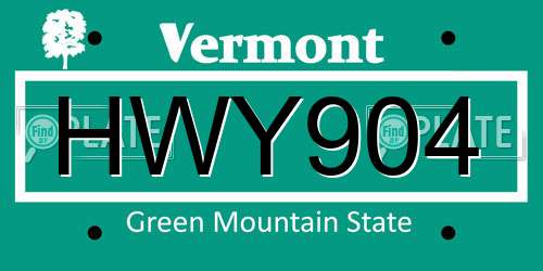 HWY904 Vermont License Plate
