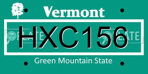 HXC156 Vermont License Plate