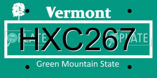 HXC267 Vermont License Plate