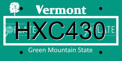 HXC430 Vermont License Plate
