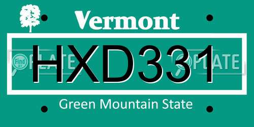HXD331 Vermont License Plate